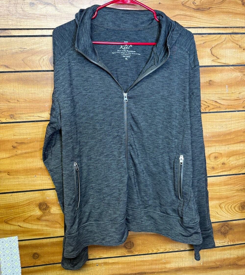 Kuhl Men’s Gray Full Zip Hooded Hoodie Sweatshirt Pockets Solid XL
